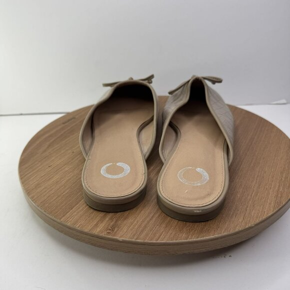 Journee Tammala Mule Beige Crocodile-Embossed Slip-On Flats Bow Accent - Size 10 - Picture 7 of 7